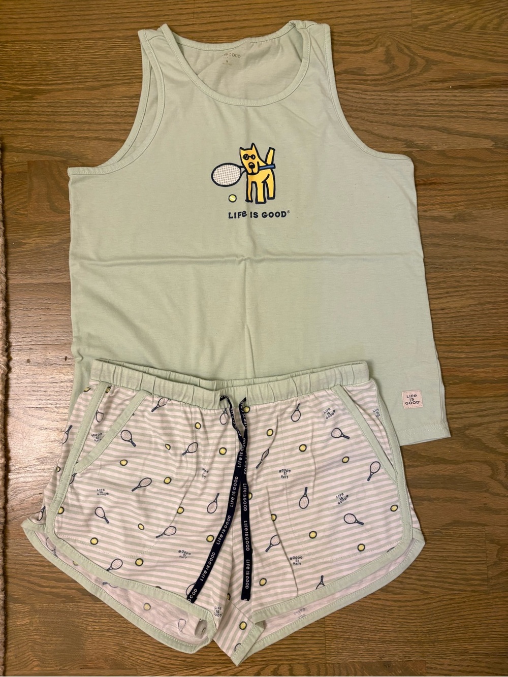 Life Is Good Tank & Striped Tennis-Print Shorts Pajama Set